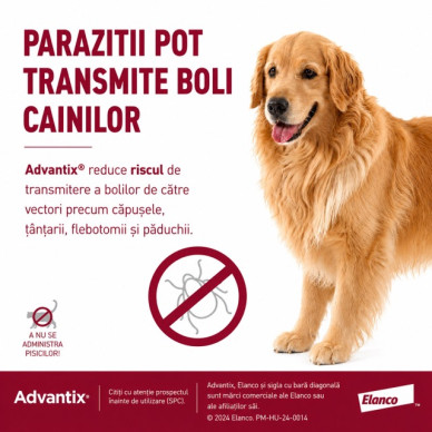 Advantix – Pipetă Repelentă pentru Câini 40–60 kg (Deparazitare Externă, Elanco)